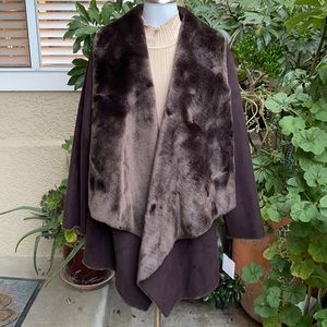 New dark brown Calvin Klein faux fur jacket